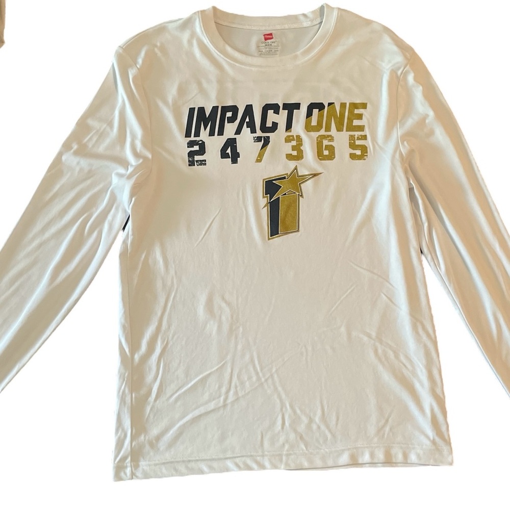 Impact One Hanes Cool Dri Men’s Size Medium White Long Sleeve Shirt